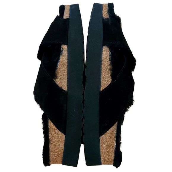 BIRKENSTOCK Papillio Daytona suede shearling sandals black slides Birks 39 8 8.5 - Picture 3 of 11